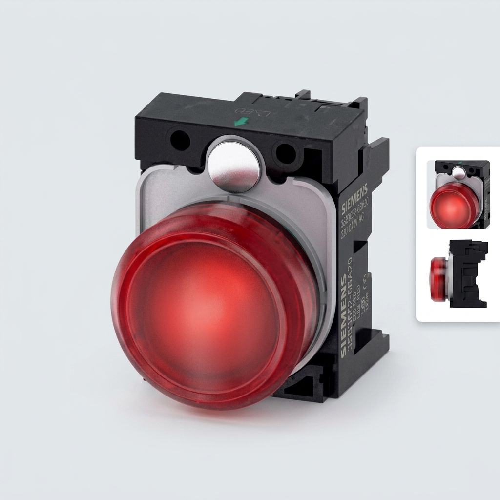 Lampara de señalizacion Led Rojo 220VAC SIEMENS 3SB3652-6BA20  IA 1